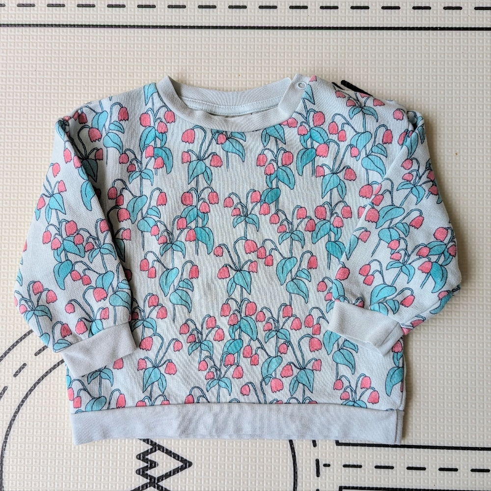 the campamento | Floral Oversized Blue Baby Sweatshirt 12-18M